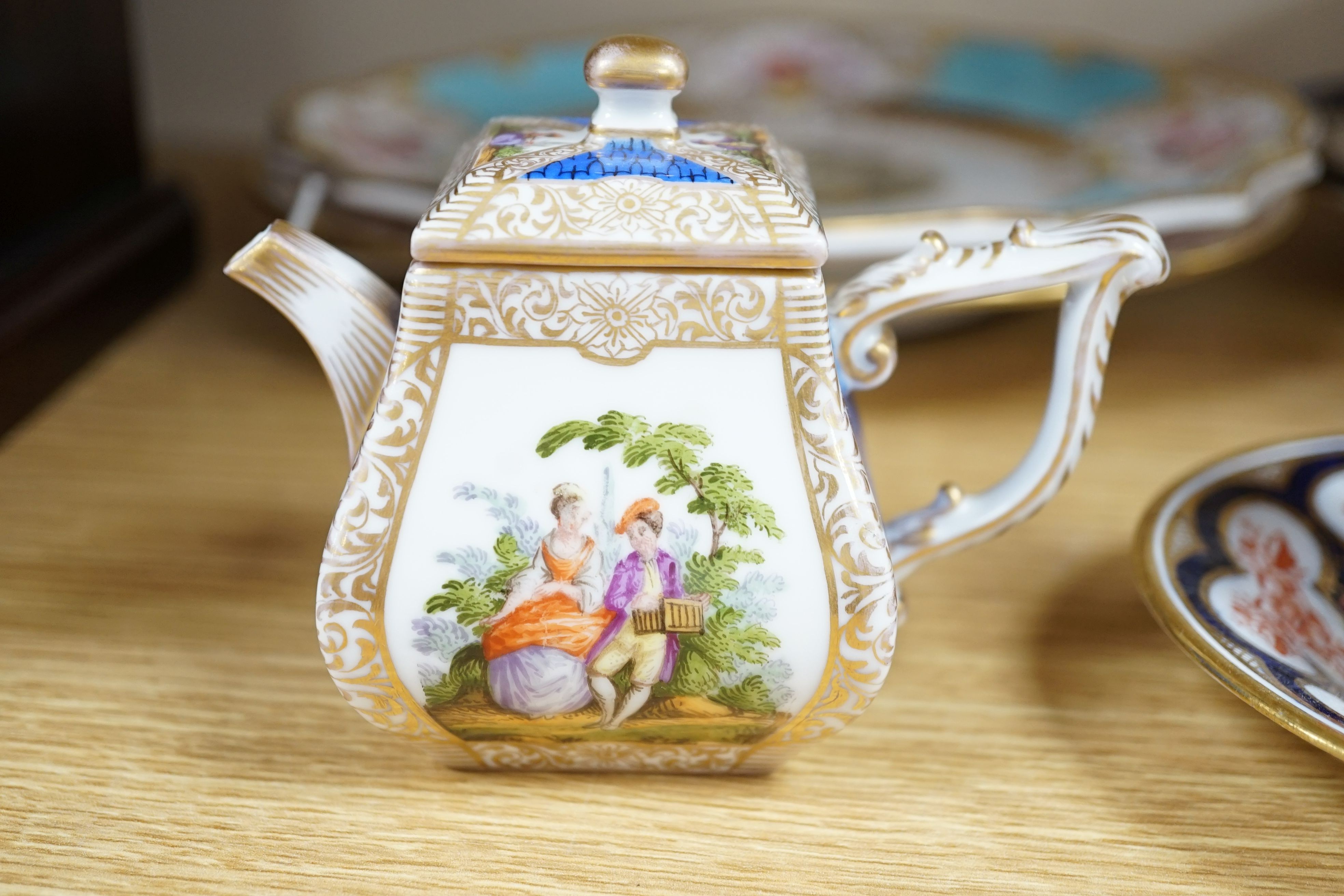 Royal Crown Derby, Shelley, Davenport wares, two cabinet cups, together with mixed continental ceramics